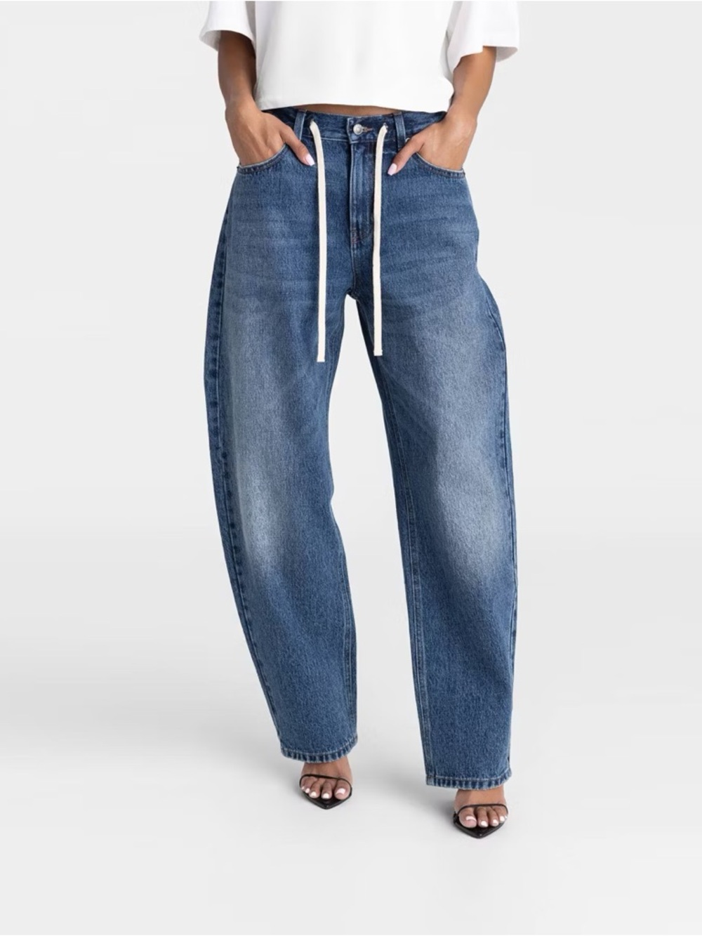 KBB by KAHLANA Women's Mid-Rise Barrel Leg 'The Lynnox Jean' Dark Wash Sz 10 NWT